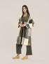 Reversible patchwork coat in mixed textiles with pockets on both sides