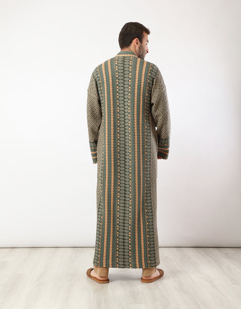 Long printed quilted coat