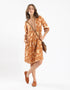 Short printed dress with three quarter sleeves
