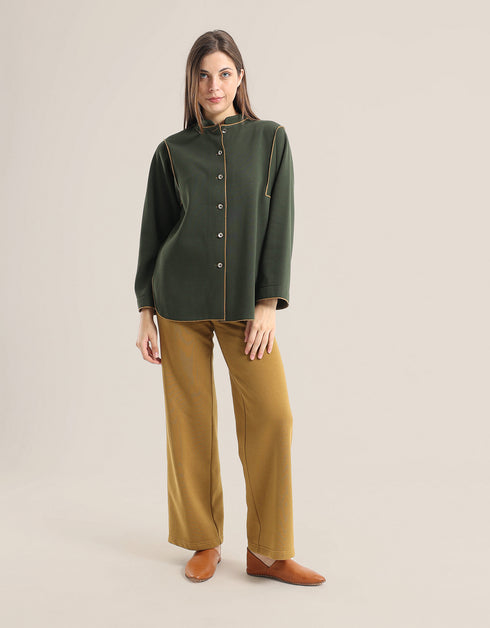 Shirt Jacket with round hem with slits