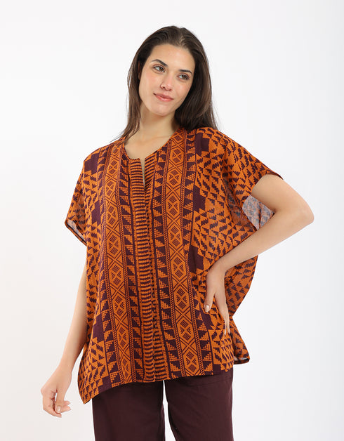 Oversized shirt in printed cotton gauze