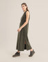 Sleeveless long dress in blended wool
