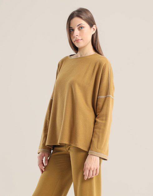 Oversized jacquard sweater with long sleeves