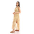 Printed gauze long dress with open back