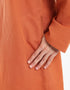 Long linen jellabiya with round neckline with slits