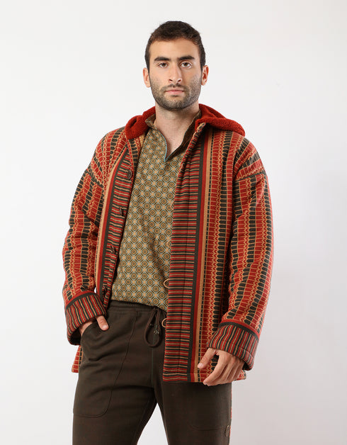Reversible fur hooded jacket