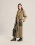 Doubleface long coat in patterned jacquard with hoodie