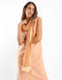 Shawl in light printed cotton with tassels on 4 corners