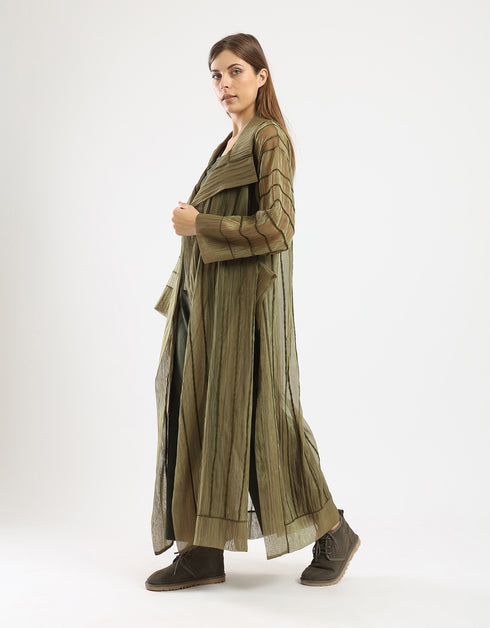Long Organza coat with 2 big side slits
