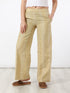 Straight pants in striped linen