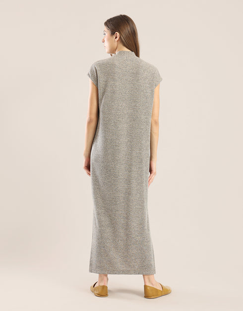 Long V neckline dress with side slits