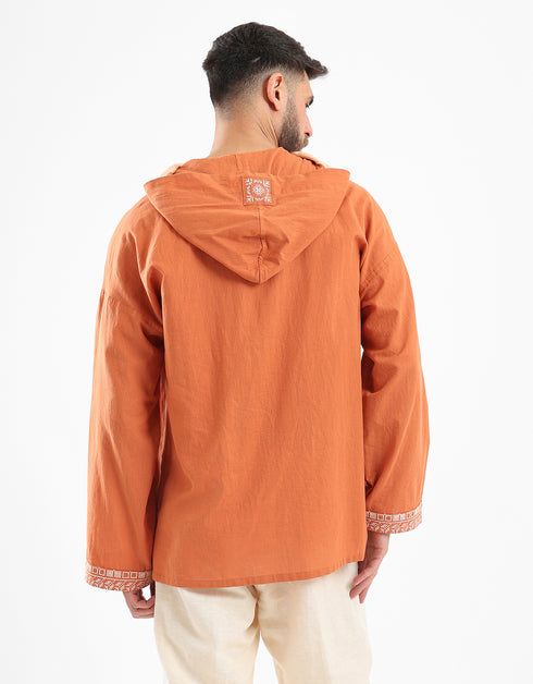Cotton hoodie shirt with long sleeves