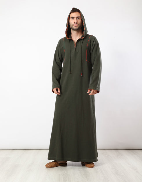 Printed hooded jellabiya