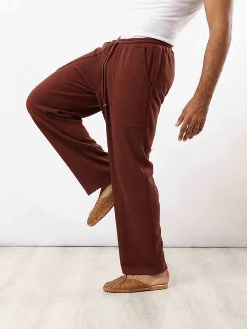 Straight patterned jacquard pants