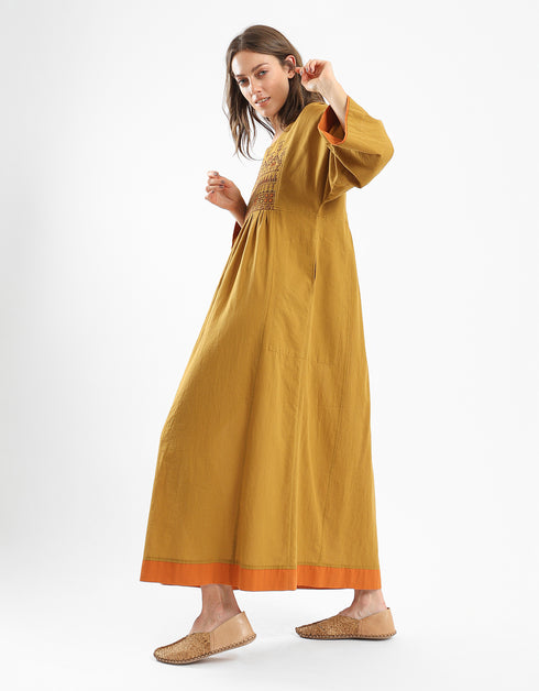 Embroidery cotton long dress