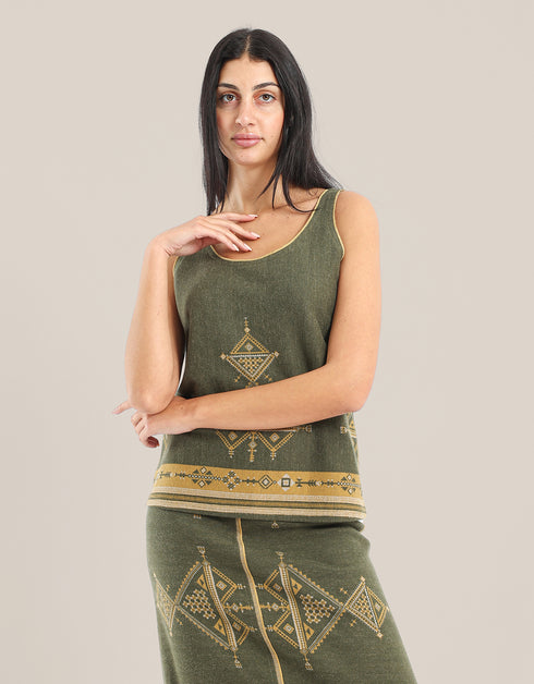 Reversible sleeveless tank top with round neck