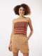 Printed quilted strapless bustier top