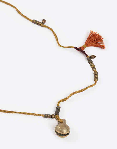 Cotton threads necklace with melted beads