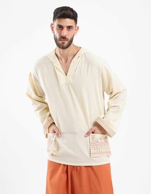 Cotton hoodie shirt with long sleeves