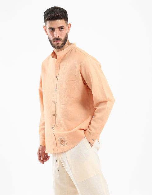 Linen shirt with front pocket