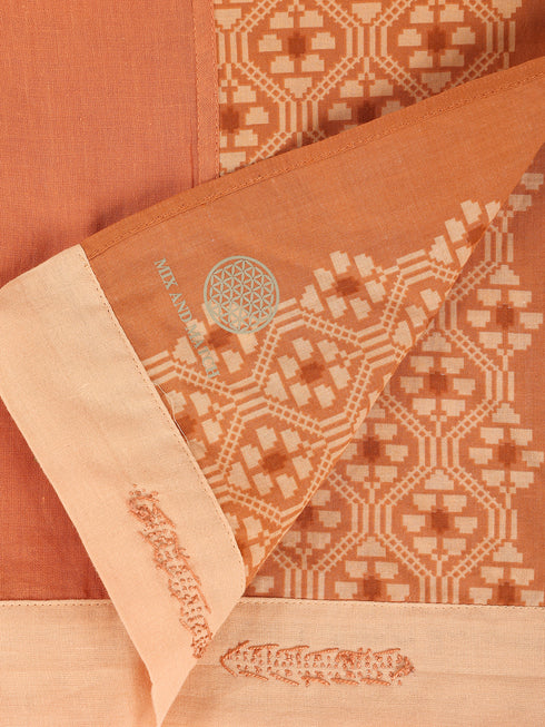Plain light cotton scarf with printed borders
