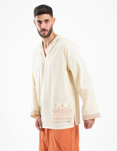 Cotton hoodie shirt with long sleeves