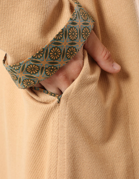 Printed hooded jellabiya