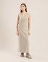 Sleeveless long dress with side slits