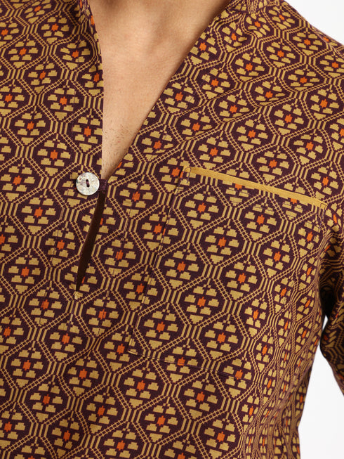Printed cotton shirt with a single front pocket
