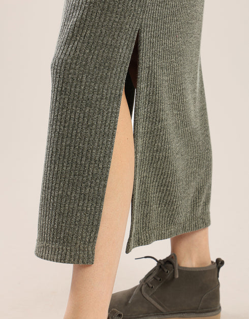 Long V neckline dress with side slits