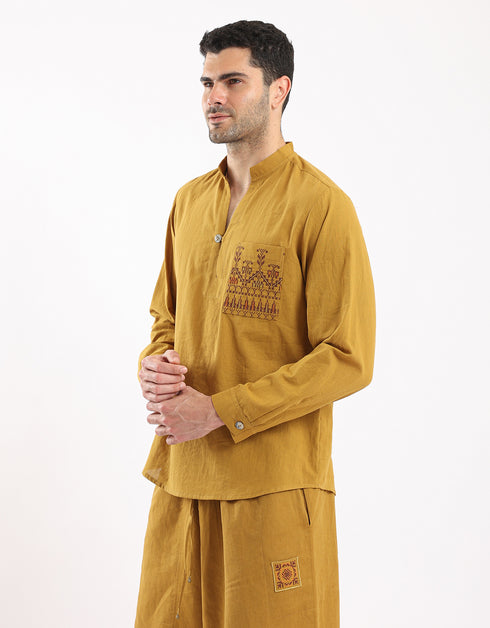 Embroidered Striped cotton shirt