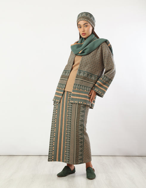 Long printed quilted skirt