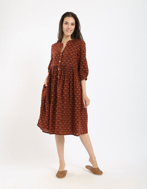 Printed light cotton short dress