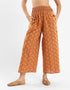 Wide leg pants on printed cotton with wide elastic waistband