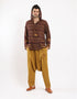 Printed cotton hooded gauze shirt with two front puff pockets.