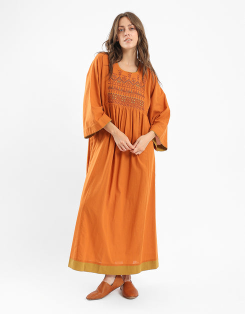 Embroidery cotton long dress