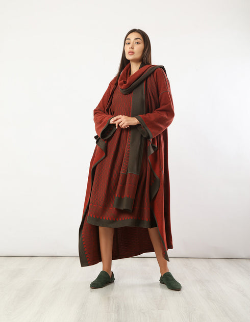 فستان قصير جاكار منقوش