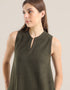 Sleeveless long dress in blended wool