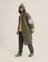 Quilted short coat with hoodie
