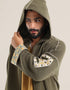 Quilted short coat with hoodie