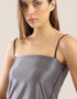 Short tank top in metallic stretch jersey