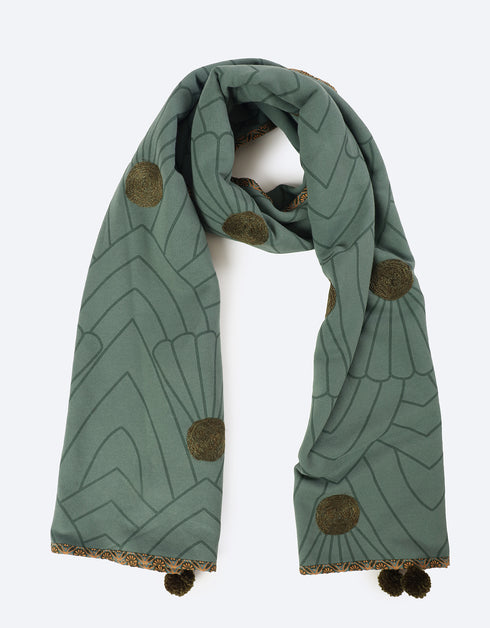 Milton embroidered printed shawl