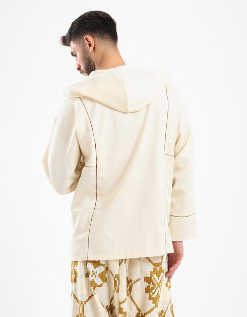 Cotton hooded shirt with Details