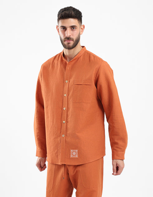 Linen shirt with front pocket