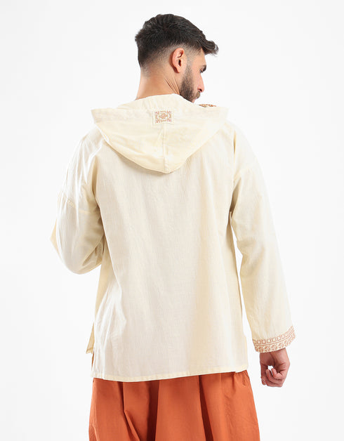 Cotton hoodie shirt with long sleeves