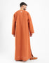 Long linen jellabiya with round neckline with slits