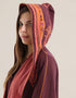 Doubleface long coat in patterned jacquard with hoodie