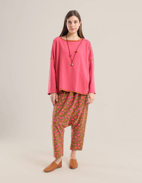 Oversized jacquard sweater with long sleeves