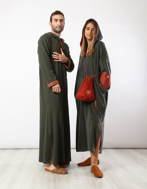 Printed hooded jellabiya
