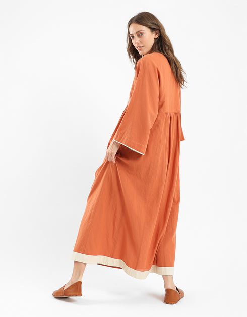 Embroidery cotton long dress